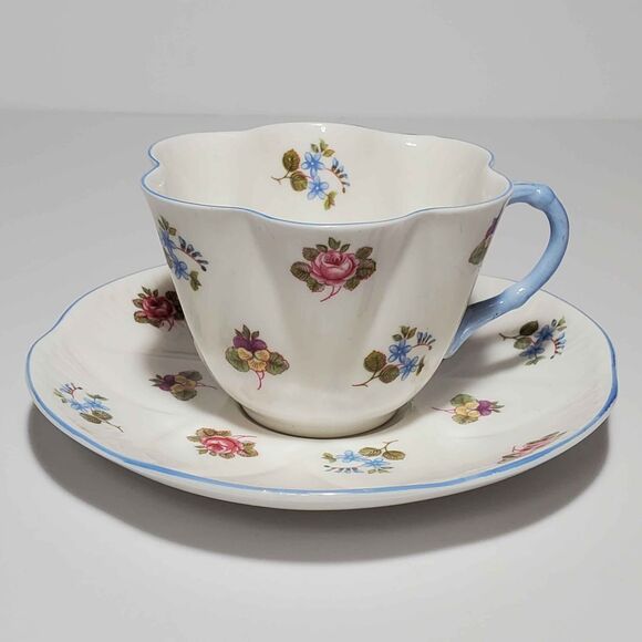 Shelley Teacup and Saucer Rose Pansy Forget-Me-Not Vintage - Picture 2 of 9